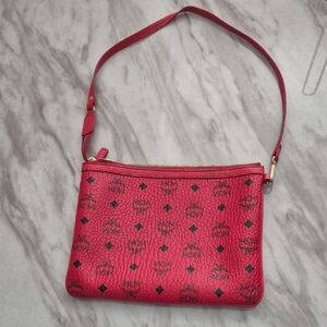 MCM Red Wristlet with Black Accents